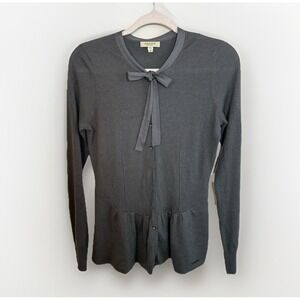 Burberry Womens Gray Cashmere Button Up Sweater Cardigan M Preppy Quiet Luxury